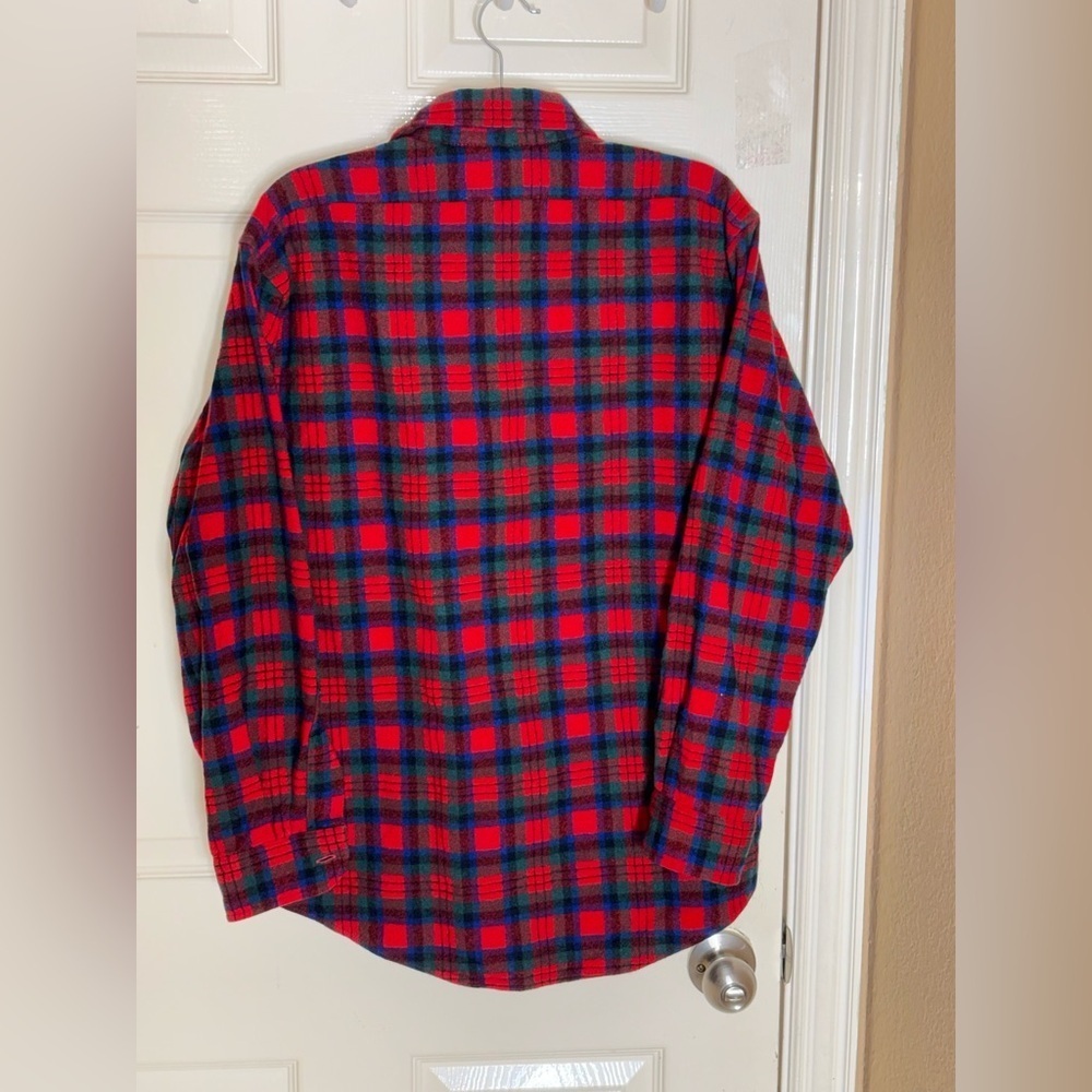 VTG Pendleton Flannel Shirt Mens Medium Red Tartan Plaid Wool Long Sleeve​​​ - Picture 7 of 12